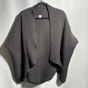 Akemi + Kin Womens Gray Poncho Wrap Open Front Shawl Cardigan‎ Sweater Pockets